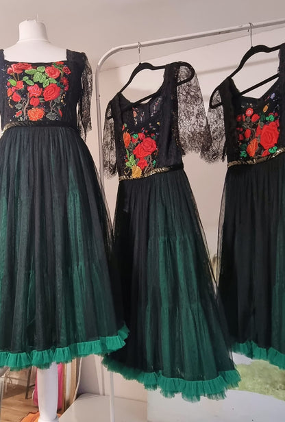 Green Embroidered Dress