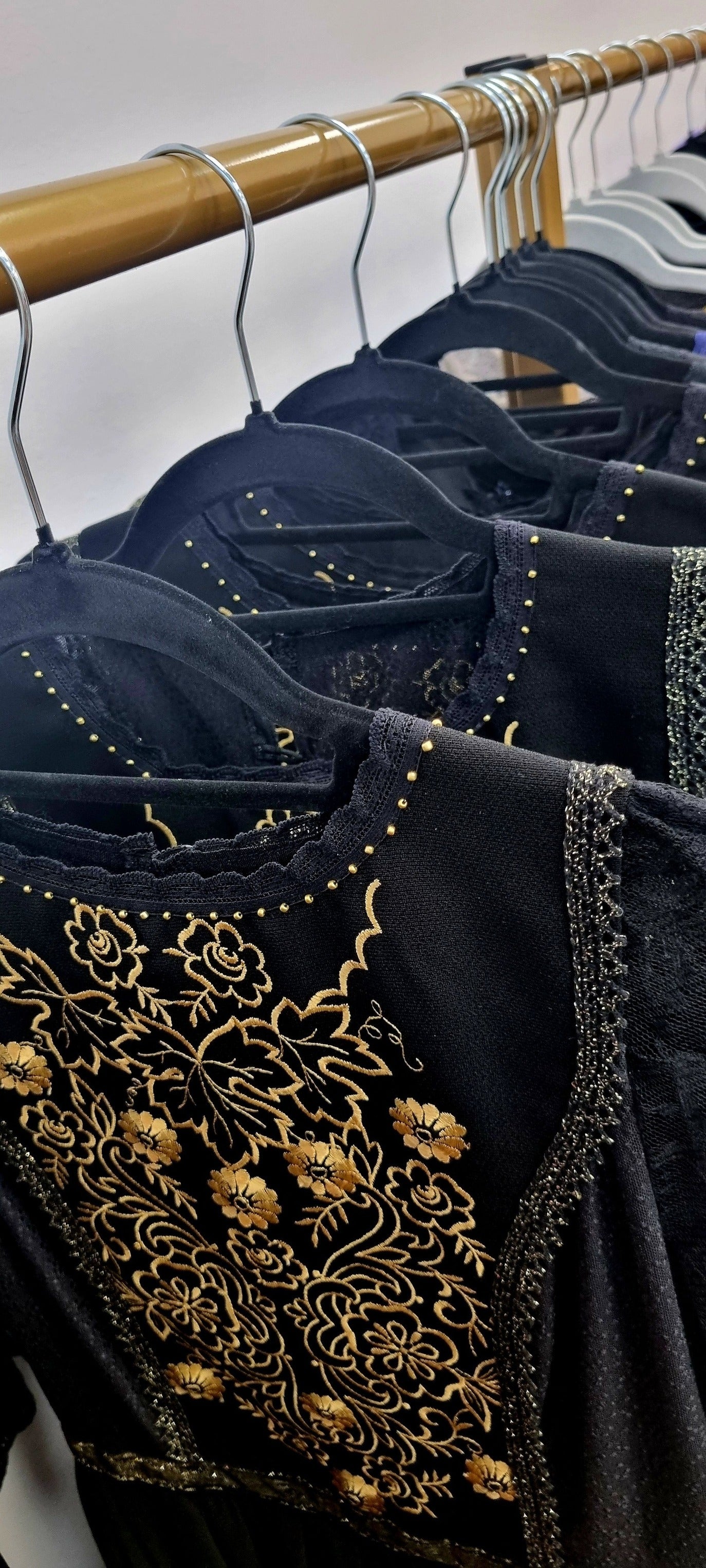 Black Dress with Gold Embroidery