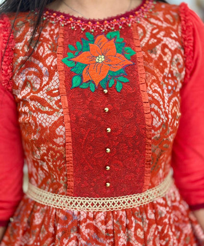 Carmine Brocade Dress