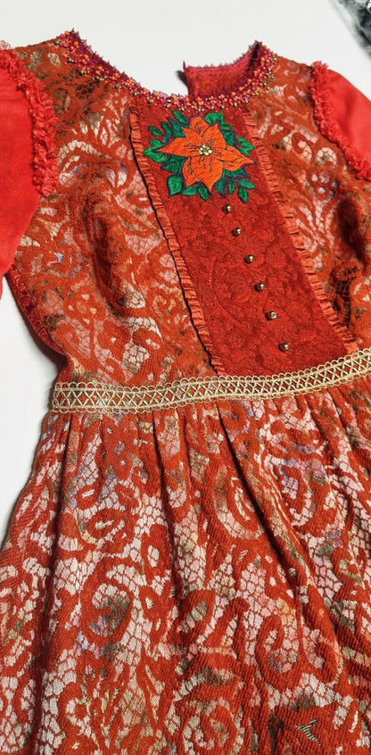 Carmine Brocade Dress