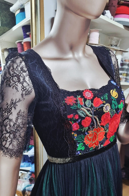 Green Embroidered Dress