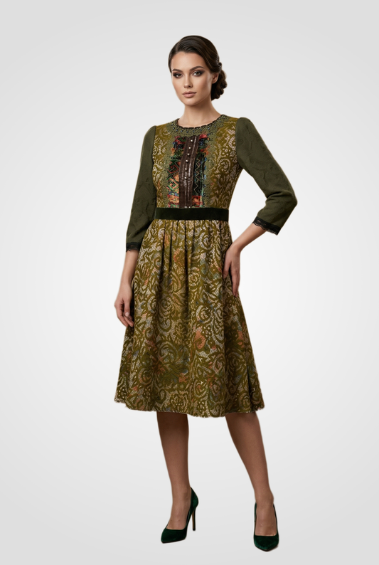 Green Brocade Dress