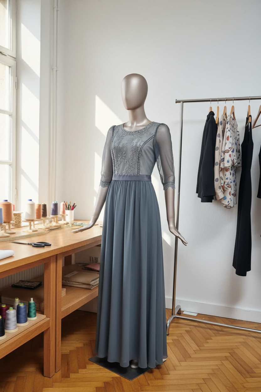 Rochie gri-albastru - atelier aranjat